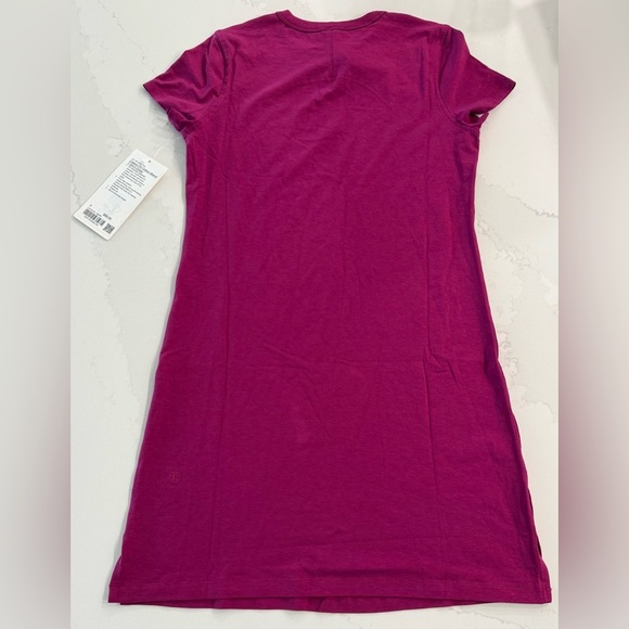 🆕 Lululemon Classic Fit Cotton Blend T Shirt Dress - Magenta Purple - Picture 5 of 5